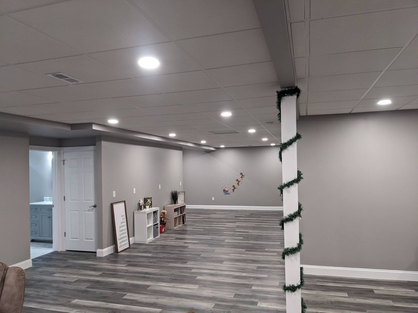 Finished basement living area